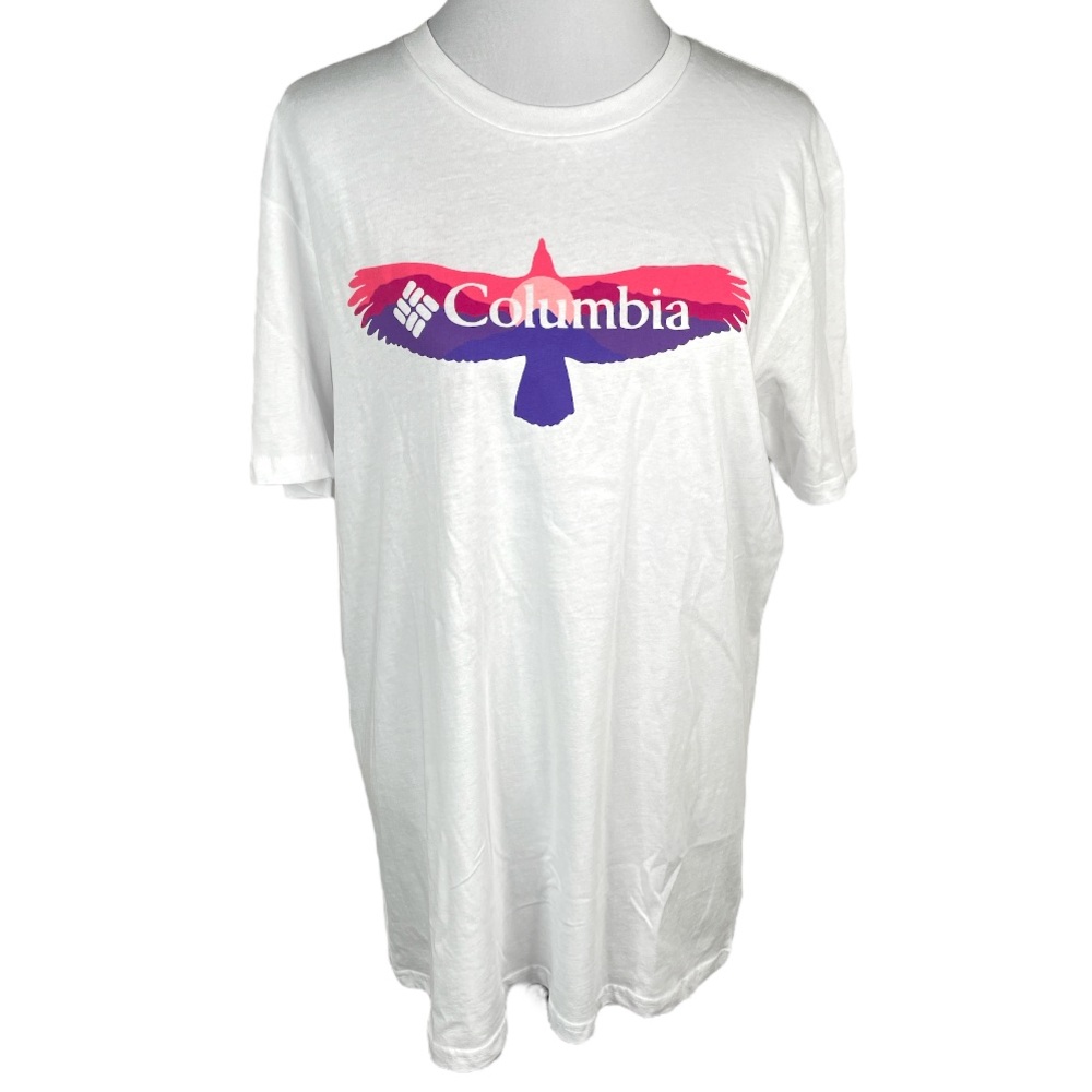 Columbia Sunset Bird Short Sleeve Shirt White Size Large